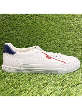 Tommy Hilfiger Lencet Womens Size 8.5 White Blue Athletic Leather Shoes Sneakers